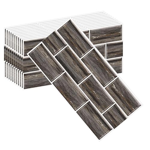 HLTQL Klebefliesen KüChe Quadratisch Fliesen Selbstklebend Bad Wasserfest Selbstklebende Fliesen KüChe Wand Holzoptik Fliesenaufkleber Badezimmer(#17,12pcs) von HLTQL