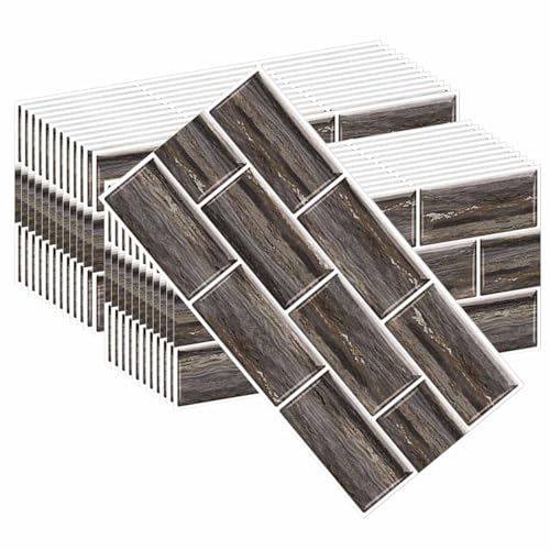 HLTQL Klebefliesen KüChe Quadratisch Fliesen Selbstklebend Bad Wasserfest Selbstklebende Fliesen KüChe Wand Holzoptik Fliesenaufkleber Badezimmer(#17,24pcs) von HLTQL
