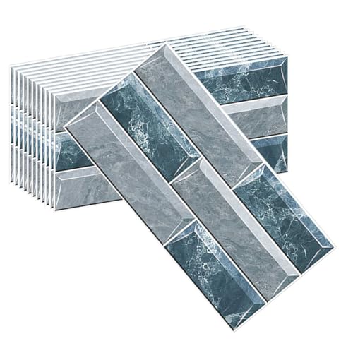 HLTQL Klebefliesen KüChe Quadratisch Fliesen Selbstklebend Bad Wasserfest Selbstklebende Fliesen KüChe Wand Holzoptik Fliesenaufkleber Badezimmer(#23,12pcs) von HLTQL