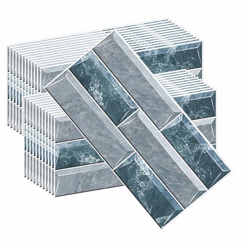 HLTQL Klebefliesen KüChe Quadratisch Fliesen Selbstklebend Bad Wasserfest Selbstklebende Fliesen KüChe Wand Holzoptik Fliesenaufkleber Badezimmer(#23,24pcs) von HLTQL
