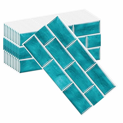HLTQL Klebefliesen KüChe Quadratisch Fliesen Selbstklebend Bad Wasserfest Selbstklebende Fliesen KüChe Wand Holzoptik Fliesenaufkleber Badezimmer(#24,12pcs) von HLTQL
