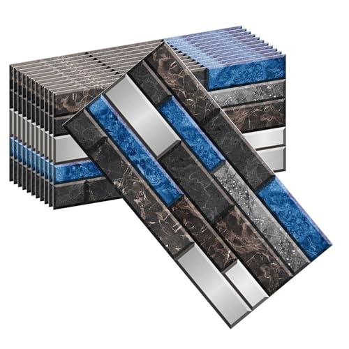 HLTQL Klebefliesen KüChe Quadratisch Fliesen Selbstklebend Bad Wasserfest Selbstklebende Fliesen KüChe Wand Holzoptik Fliesenaufkleber Badezimmer(#3,12pcs) von HLTQL