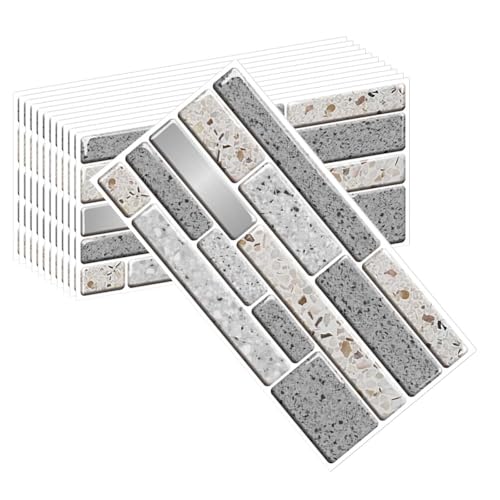 HLTQL Klebefliesen KüChe Quadratisch Fliesen Selbstklebend Bad Wasserfest Selbstklebende Fliesen KüChe Wand Holzoptik Fliesenaufkleber Badezimmer(#32,12pcs) von HLTQL