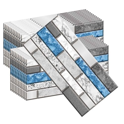 HLTQL Klebefliesen KüChe Quadratisch Fliesen Selbstklebend Bad Wasserfest Selbstklebende Fliesen KüChe Wand Holzoptik Fliesenaufkleber Badezimmer(#35,24pcs) von HLTQL