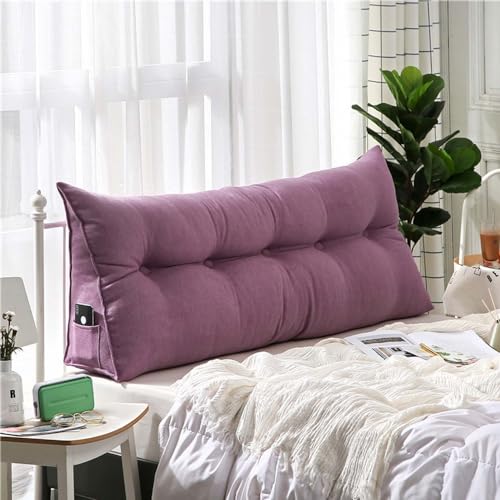 HLTQL Lesekissen FüR Bett Und Sofa,RüCkenkissen Bett/Couch,Keilkissen Kopfteil Bett,Kissen Bett RüCkenlehne,Lendenkissen Bett,StüTzkissen Zum Lesen(2Purple，100cm) von HLTQL