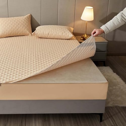HLTQL Matratzenbezug 160x200 Matratzenschoner Mit ReißVerschluss Mattress Cover Waterproof MatratzenhüLle FüR Boxspringbett(#6,120x200+25cm) von HLTQL