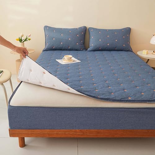 HLTQL Matratzenbezug 180 X 200 Baumwolle Matratzenschoner Mit ReißVerschluss Boxspringbett Mattress Cover Mattress Protector(#3,180x220+25cm) von HLTQL