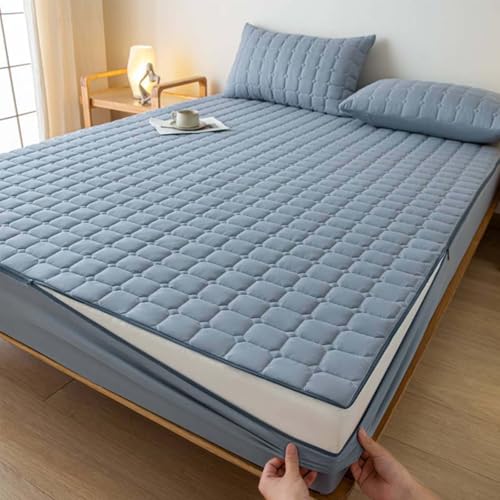 HLTQL Matratzenbezug 180 X 200 Mit ReißVerschluss Matratzenschoner Mit ReißVerschluss Matratzenbezug ReißVerschluss Gesteppt Mattress Protector(#Blue,180x200+20cm) von HLTQL