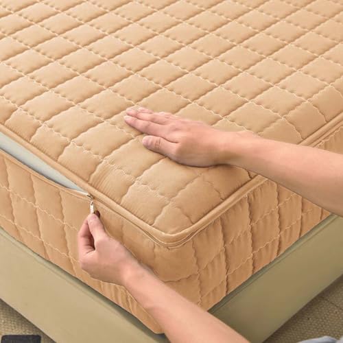 HLTQL Matratzenbezug 180 X 200 Mit ReißVerschluss Matratzenschoner Mit ReißVerschluss Mattress Cover Mattress Protector MatratzenhüLle FüR Boxspringbett(w5,180x220+25cm) von HLTQL