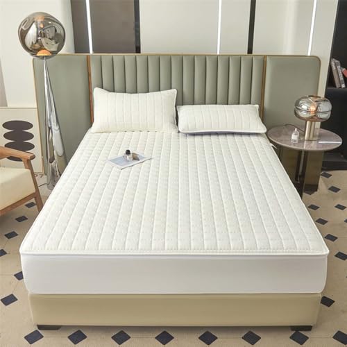 HLTQL Matratzenbezug 180x200x25 Matratzenbezug ReißVerschluss Gesteppt Waschbar MatratzenhüLle Mattress Protector Mattress Cover Matratzenschoner Mit ReißVerschluss(1-1,150x200+10cm) von HLTQL