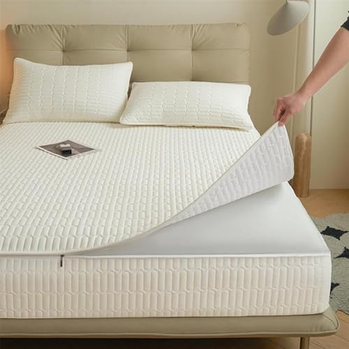 HLTQL Matratzenbezug Mit Reibverschluss 180x200 Matratzenschoner Mit ReißVerschluss Quilted Mattress Protector Various Heights(#White,180x200+10cm) von HLTQL