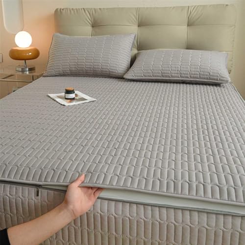 HLTQL Matratzenschoner Mit Reibverschluss 180x200 Matratzenbezug ReißVerschluss Gesteppt Mattress Cover Mattress Protector MatratzenhüLle(s3,200x220+25cm) von HLTQL