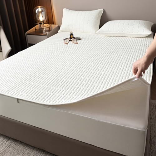 HLTQL Matratzenschoner Mit Reibverschluss 180x200 Matratzenbezug ReißVerschluss Gesteppt Mattress Cover Mattress Protector MatratzenhüLle(z1,150x200+15cm) von HLTQL