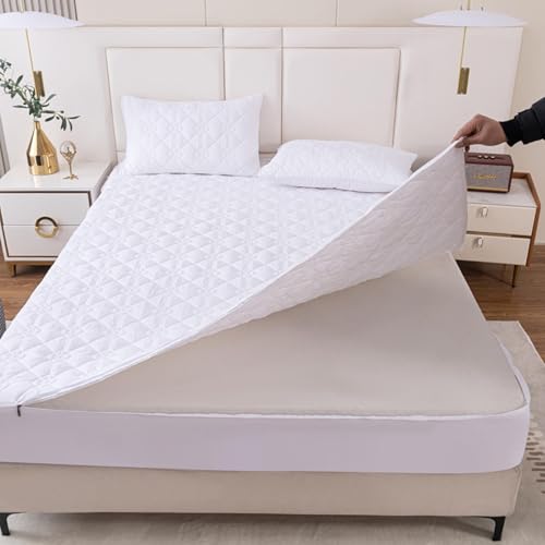 HLTQL Matratzenschoner Mit ReißVerschluss 180x200 Boxspringbett Matratzenbezug ReißVerschluss Gesteppt Mattress Protector Mattress Cover(#6,150x200+25cm) von HLTQL