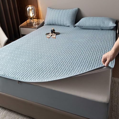 HLTQL Matratzenschoner Mit ReißVerschluss Matratzenbezug Mit ReißVerschluss Gesteppt Waschbarer Spannbettlaken Matratzentopper(#Blue,200x220+25cm) von HLTQL