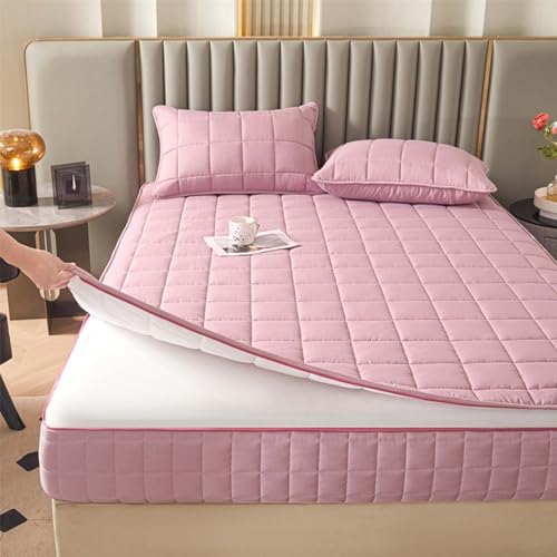 HLTQL Matratzenschoner ReißVerschluss 180x200 Matratzenbezug Mit ReißVerschluss Matratzenbezug Baumwolle Natratzenbezug Mattress Protector(#pink,120x200+25cm) von HLTQL