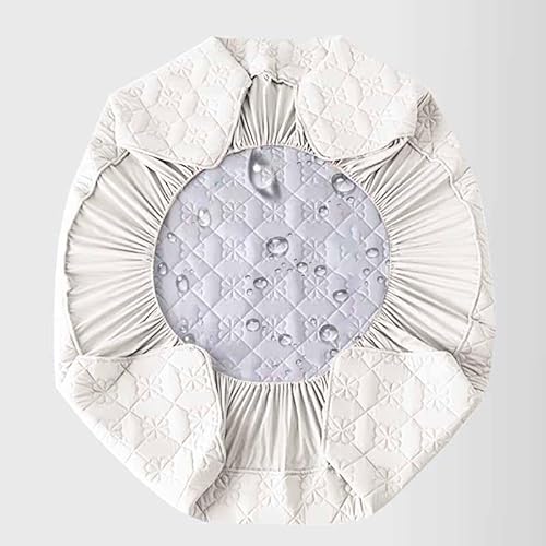HLTQL Matratzenschoner Wasserdicht Matratzenauflage Wasserdicht Runder Matratzen Topper Spannbettlaken Boxspringbett Atmungsaktiv Mattress Protector(04,Diameter100cm) von HLTQL