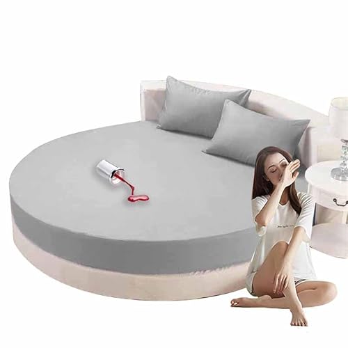 HLTQL Matratzenschoner Wasserdicht Matratzenauflage Wasserdicht Runder Matratzen Topper Spannbettlaken Boxspringbett Atmungsaktiv Mattress Protector(A,Diameter210cm) von HLTQL