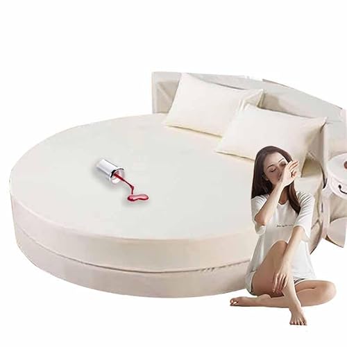 HLTQL Matratzenschoner Wasserdicht Matratzenauflage Wasserdicht Runder Matratzen Topper Spannbettlaken Boxspringbett Atmungsaktiv Mattress Protector(B,Diameter200cm) von HLTQL