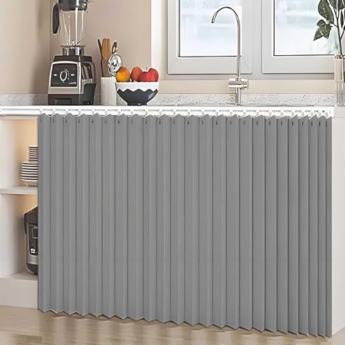 HLTQL Regal Vorhang Ohne Bohren Schrankvorhang Zum Schieben KüChe KüChenschrank Vorhang Zum Schieben Vorhang Schrank Regal(#2,W180xH70cm) von HLTQL