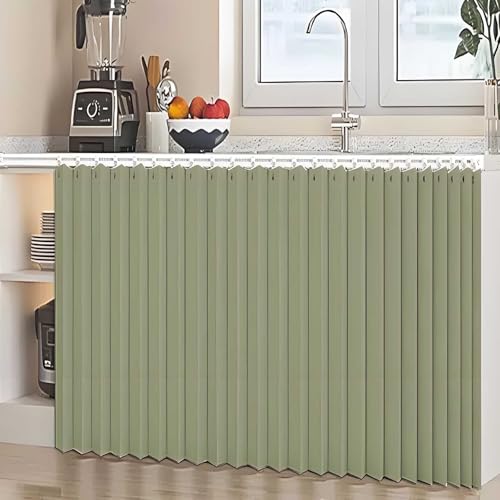 HLTQL Regal Vorhang Ohne Bohren Schrankvorhang Zum Schieben KüChe KüChenschrank Vorhang Zum Schieben Vorhang Schrank Regal(#3,W140xH60cm) von HLTQL