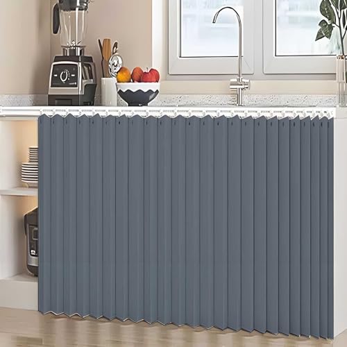 HLTQL Regal Vorhang Ohne Bohren Schrankvorhang Zum Schieben KüChe KüChenschrank Vorhang Zum Schieben Vorhang Schrank Regal(#5,W70xH50cm) von HLTQL