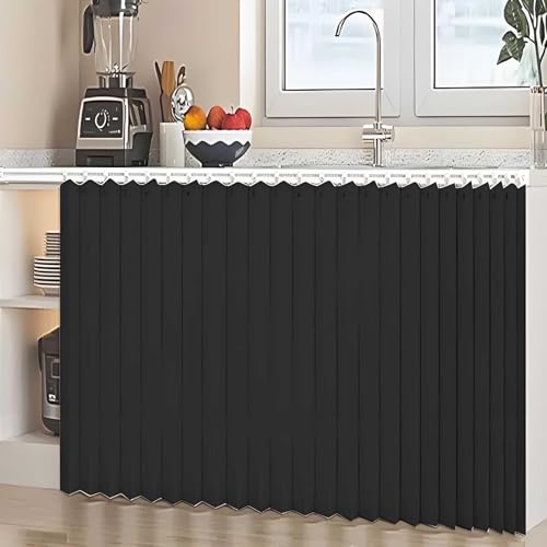 HLTQL Regal Vorhang Ohne Bohren Schrankvorhang Zum Schieben KüChe KüChenschrank Vorhang Zum Schieben Vorhang Schrank Regal(#7,W100xH60cm) von HLTQL