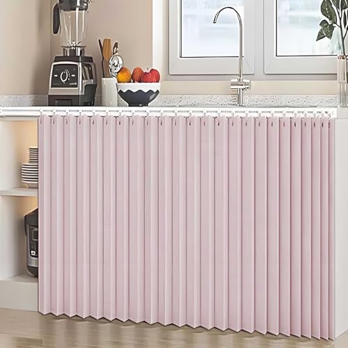 HLTQL Regal Vorhang Ohne Bohren Schrankvorhang Zum Schieben KüChe KüChenschrank Vorhang Zum Schieben Vorhang Schrank Regal(#9,W120xH70cm) von HLTQL