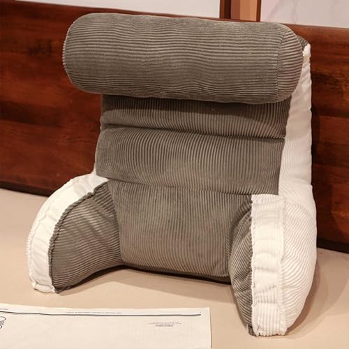 HLTQL RüCkenkissen Mit Armlehnen, Lesekissen FüR Bett Und Sofa、Lendenkissen BüRostuhl、RüCkenstüTzkissen FüR Sessel、Lesekissen FüR Bett Und Sofa(#Coffee,60x55cm) von HLTQL