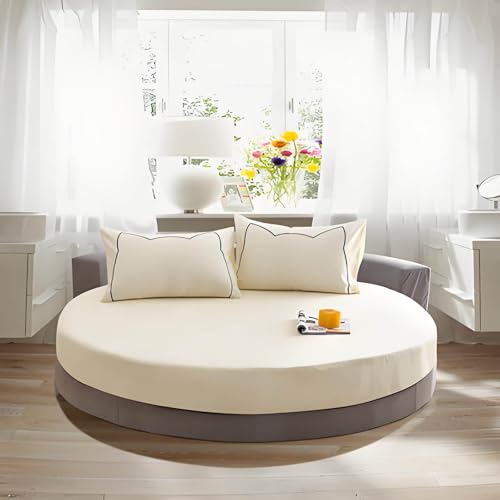HLTQL Rundes Spannbettlaken FüR Sonneninsel Spannbettlaken FüR Boxspringbetten 200x200 Baumwolle Spannbetttuch SpannbetttüCher(#19,200cm) von HLTQL
