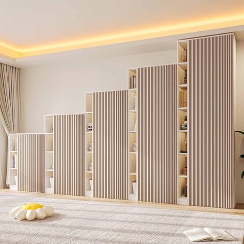 HLTQL Schrank Vorhang Mit Schiene Schrankvorhang Zum Schieben Schlafzimmer KüChenschrank Vorhang Zum Schieben Regal Vorhang Ohne Bohren(#4,W50xH80cm) von HLTQL