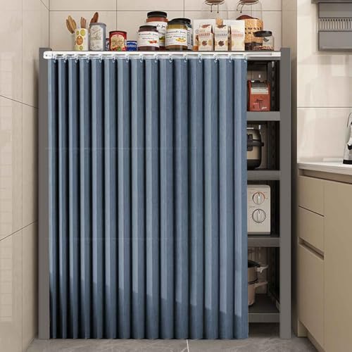 HLTQL Schrankvorhänge Für Küche, Kleiderschrank, Badezimmer, Staubdichter Vorhang Für Regale, Wandpaneele, Regal Vorhang, Coffee Shop Vorhang, Schrank Schatten Vorhang(1,W*H/90 * 100cm) von HLTQL