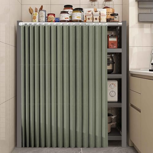 HLTQL Schrankvorhänge Für Küche, Kleiderschrank, Badezimmer, Staubdichter Vorhang Für Regale, Wandpaneele, Regal Vorhang, Coffee Shop Vorhang, Schrank Schatten Vorhang(2,W*H/90 * 120cm) von HLTQL