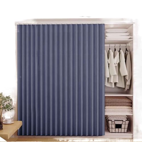 HLTQL Schrankvorhang, Staubdichter Vorhang für Regale Schrank Vorhang Zum Schieben Schrank Schatten Vorhan Wasserdicht Schrankvorhänge Küche für Regale(1,H 90cm/100cm Track) von HLTQL