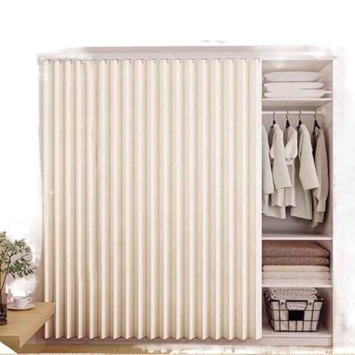 HLTQL Schrankvorhang, Staubdichter Vorhang für Regale Schrank Vorhang Zum Schieben Schrank Schatten Vorhan Wasserdicht Schrankvorhänge Küche für Regale(2,H 70cm/150cm Track) von HLTQL