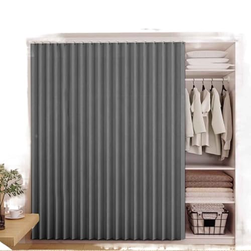 HLTQL Schrankvorhang, Staubdichter Vorhang für Regale Schrank Vorhang Zum Schieben Schrank Schatten Vorhan Wasserdicht Schrankvorhänge Küche für Regale(3,H 70cm/130cm Track) von HLTQL