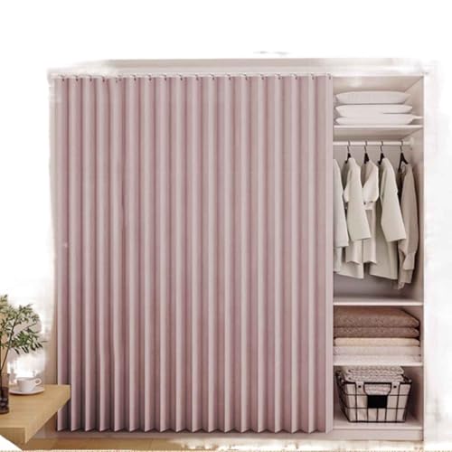 HLTQL Schrankvorhang, Staubdichter Vorhang für Regale Schrank Vorhang Zum Schieben Schrank Schatten Vorhan Wasserdicht Schrankvorhänge Küche für Regale(5,H 70cm/40cm Track) von HLTQL