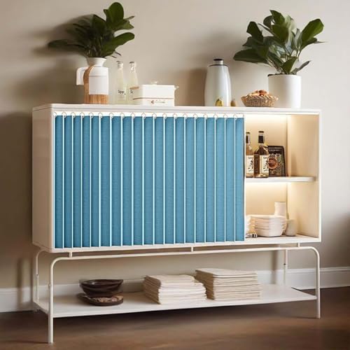 HLTQL Schrankvorhang Zum Schieben KüChe Regal Vorhang Ohne Bohren KüChenschrank Vorhang Zum Schieben SchrankvorhäNge KüChe FüR Regale(#4,W140xH70cm) von HLTQL
