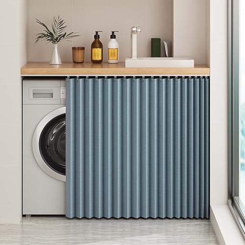 HLTQL Schrankvorhang Zum Schieben KüChe Schrank Vorhang Mit Schiene KüChenschrank Vorhang Zum Schieben Regal Vorhang Selbstklebend(a1,W50cm|H200cm) von HLTQL