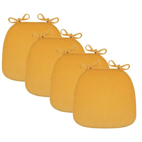 HLTQL Sitzkissen Esszimmerstuhl Halbrund Stuhlkissen Waschbarer Abziehbarer Bezug Sitzkissen FüR StüHle KüChe Seat Cushion Memory Foam (#3,4pcs) von HLTQL