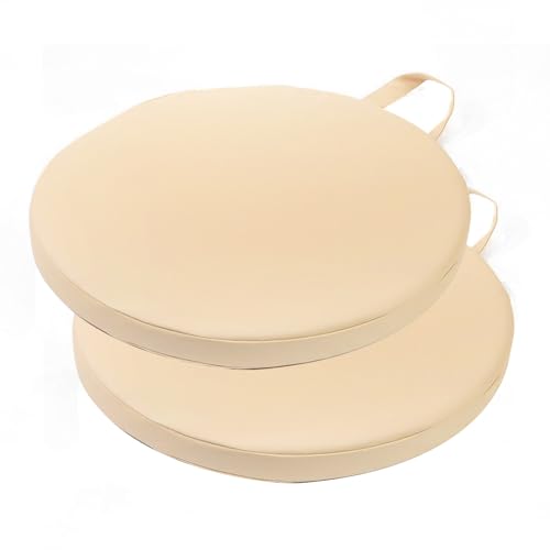 HLTQL Sitzkissen Stuhl Rund Leder Stuhlkissen Outdoor 2er Set Seat Cushion Memory Foam Stuhlkissen Waschbarer Abziehbarer Bezug Outdoor Bodenkissen(f5,38x38x3cm) von HLTQL