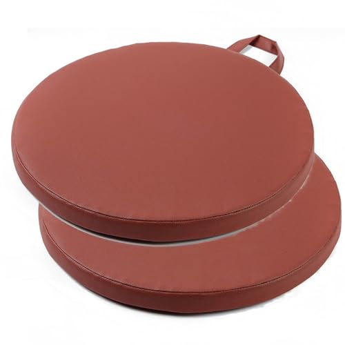 HLTQL Sitzkissen Stuhl Rund Leder Stuhlkissen Outdoor 2er Set Seat Cushion Memory Foam Stuhlkissen Waschbarer Abziehbarer Bezug Outdoor Bodenkissen(f6,38x38x3cm) von HLTQL