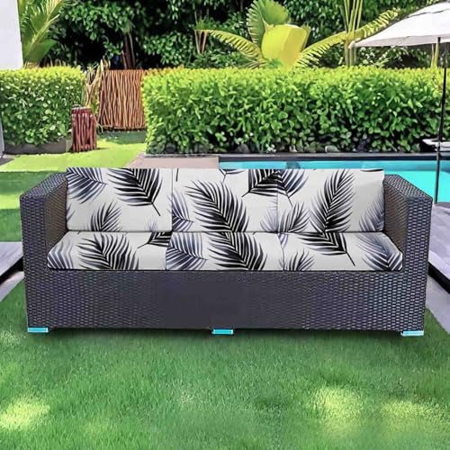 HLTQL Sitzkissenbezug Outdoor Couchbezug 2/3/1 Sitzer Sofadecken FüR SitzfläChe Sofabezug Stretch Sofabezug FüR Garten MöBel Aus Rattan(#11,L) von HLTQL