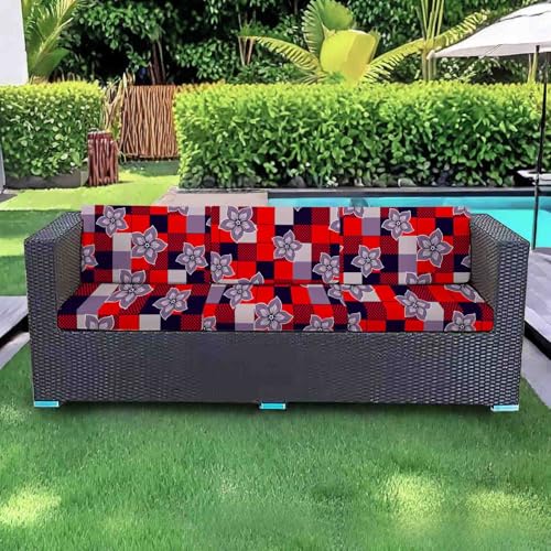 HLTQL Sitzkissenbezug Outdoor Couchbezug 2/3/1 Sitzer Sofadecken FüR SitzfläChe Sofabezug Stretch Sofabezug FüR Garten MöBel Aus Rattan(#12,L) von HLTQL