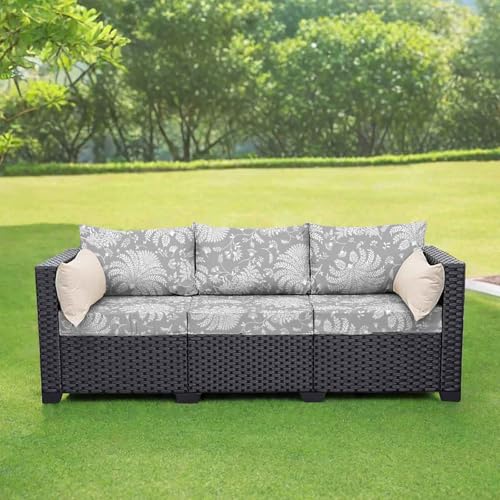 HLTQL Sitzkissenbezug Outdoor Couchbezug 2/3/1 Sitzer Sofadecken FüR SitzfläChe Sofabezug Stretch Sofabezug FüR Garten MöBel Aus Rattan(#16,L) von HLTQL
