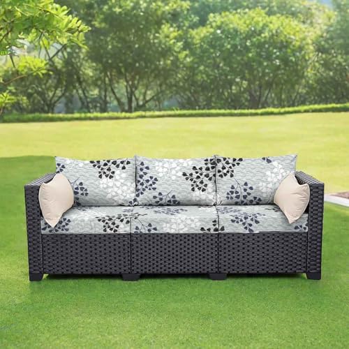 HLTQL Sitzkissenbezug Outdoor Couchbezug 2/3/1 Sitzer Sofadecken FüR SitzfläChe Sofabezug Stretch Sofabezug FüR Garten MöBel Aus Rattan(#17,L) von HLTQL