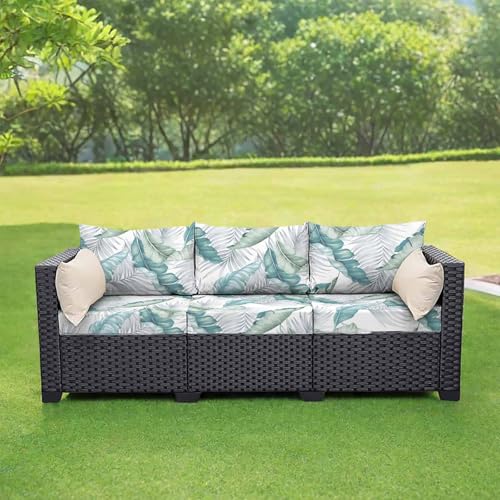 HLTQL Sitzkissenbezug Outdoor Couchbezug 2/3/1 Sitzer Sofadecken FüR SitzfläChe Sofabezug Stretch Sofabezug FüR Garten MöBel Aus Rattan(#6,M) von HLTQL