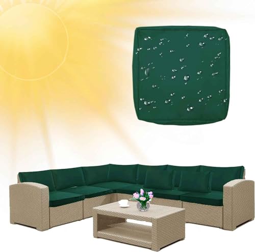 HLTQL Sitzkissenbezug Outdoor Wasserdicht Gartenmöbel, Wetterfest Sofa Sitzkissenbezug mit Reißverschluss, Sofa Überzug L Form Couch Überzug Abnehmbar Bezüge Für Gartenpolster(#2,60x60x10cm) von HLTQL