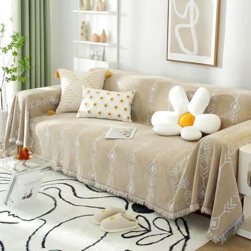 HLTQL Sofa Überwurfdecke XXL, Sofadecke rutschfest Sofaüberwurf Decke Ecksofa L Form, Chenille Couch Überzug u Form Sofaüberwürfe Couch Überwurf Sofaüberwurf, Waschbar(#90,180x180cm) von HLTQL