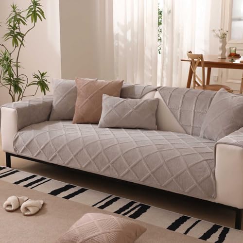 HLTQL Sofabezug Ecksofa L Form Samt，Couch üBerzug 3 4 2 1 Sitzer，Couchschoner SitzfläChe rutschfest，Sofaschoner Hund/Katze ，Thermo Sofadecke(zgrey2,110x210cm) von HLTQL